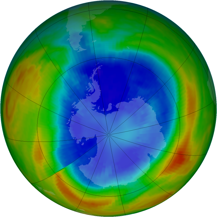 Antarctic ozone map for 10 September 1991